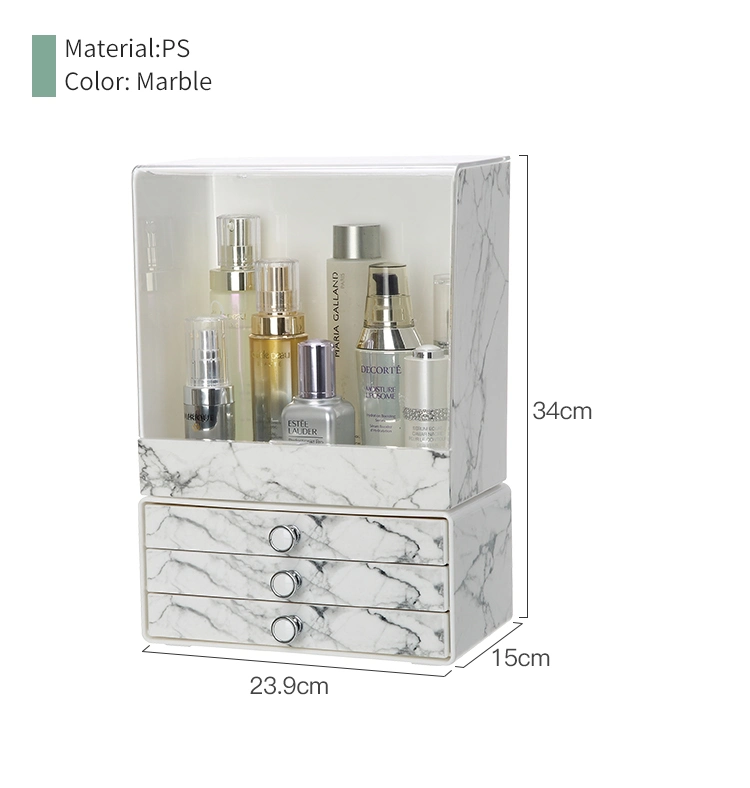 Dresser PS Dustproof and Waterproof Plastic Marble Cosmetic Storage Organizer