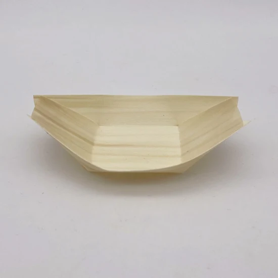 Einweg-Serviertablett aus japanischem Holz-Lebensmittelbehälter für Sushi-Boote