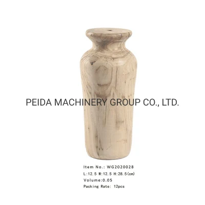 Natürliche dekorative Vase aus modernem Paulownia-Holz, handgefertigt, rund, hoch, dekorative Tischvase